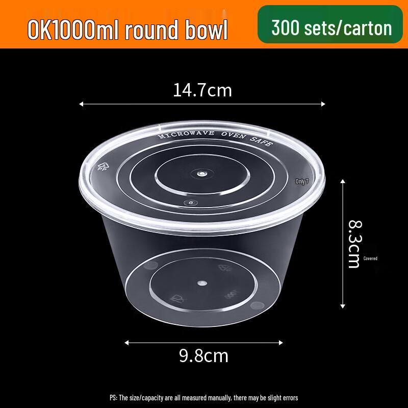 ONYLM Disposable 1000ml Round Takeout Food Containers