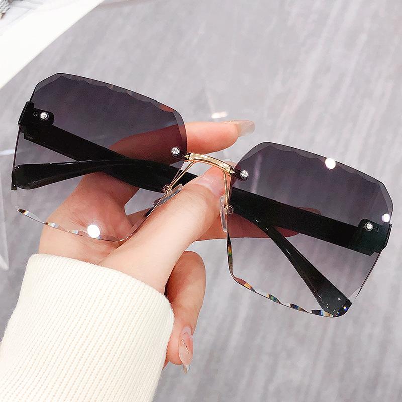 Frameless Trimmed Women'S Sunglasses Large Frame Fashion Uv-Proof Sunglasses Men'S Trend Street Sunshade Glasses