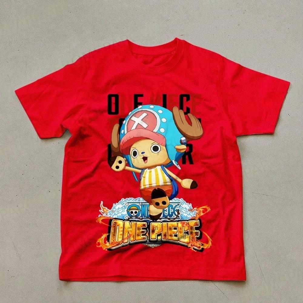 One Piece Men's T-shirt Tony Tony Chopper Summer Japan Anime Autumn Boys Children Short-sleeved Basic Punk Parent-Child Outfit