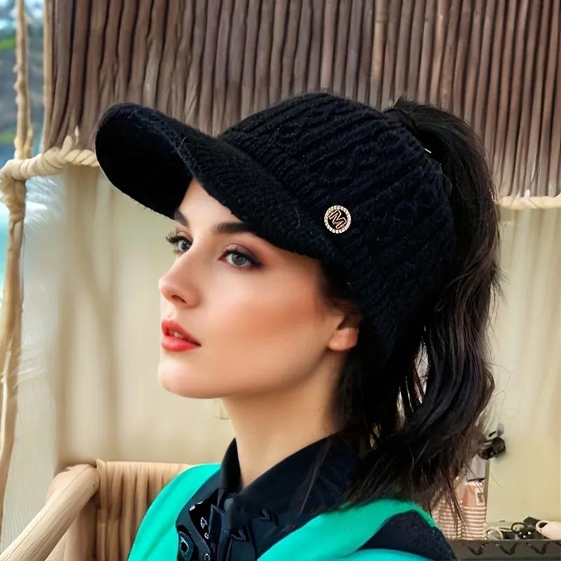 1PC Baseball Cap Elegant Knitted Headband Warmth Fit Gift Adjustable Casual Thick Versatile Sports Cap Playful Multi-Color