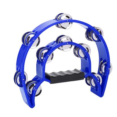 Zweireihige Jingles Handglocke Tamburin Percussion Musikinstrument(blau)