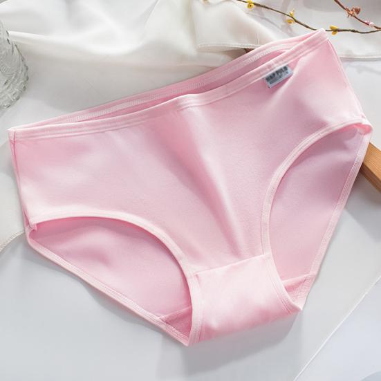 Women Underpants Lace Solid Color Breathable Mid Waist Soft Anti-septic Cotton