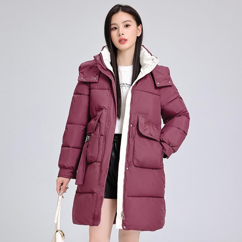 

Down Cotton Cotton Jacket for Women s Mid-length Cotton Jacket Fashionable and Versatile Loose Winter Hooded Cotton Jacket Thickened Jacket XL фиолетовый