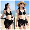Summer New Bikini Three-piece Black Slim Triangle Towel Character Hot Girl Pure Desire Swimsuit Large Size MM
