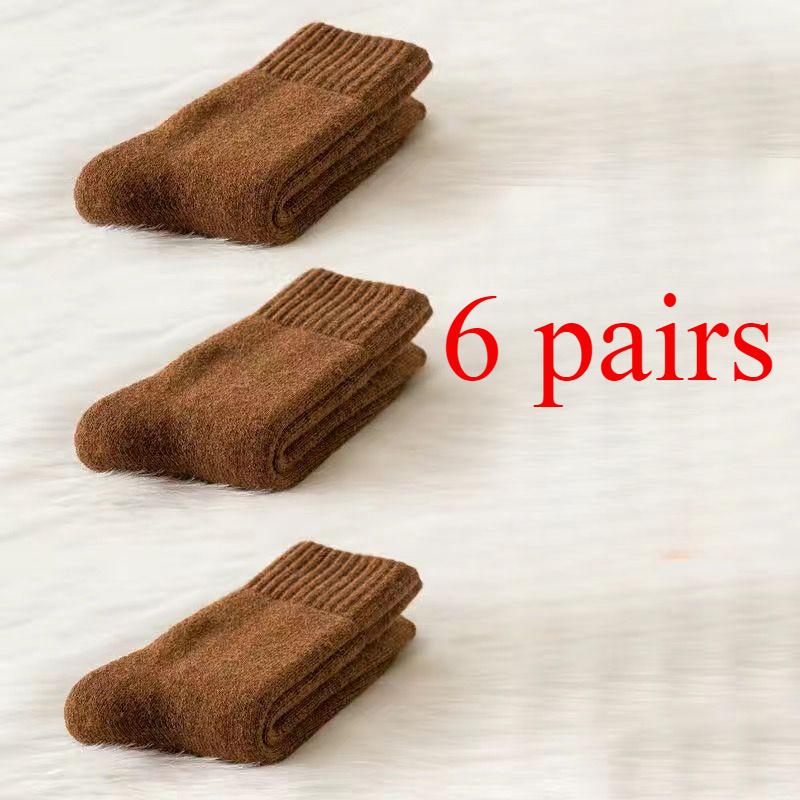 6 perechi de șosete calde de lână pentru bărbați de iarnă, groase, de înaltă calitate, Harajuku, retro, zăpadă, casual, de cașmir