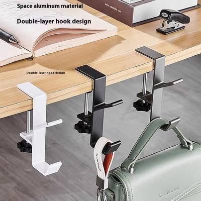 Aluminum Alloy Desk Edge Hook Backpack Headphone Bag Hanger Under Desk Storage Hanger