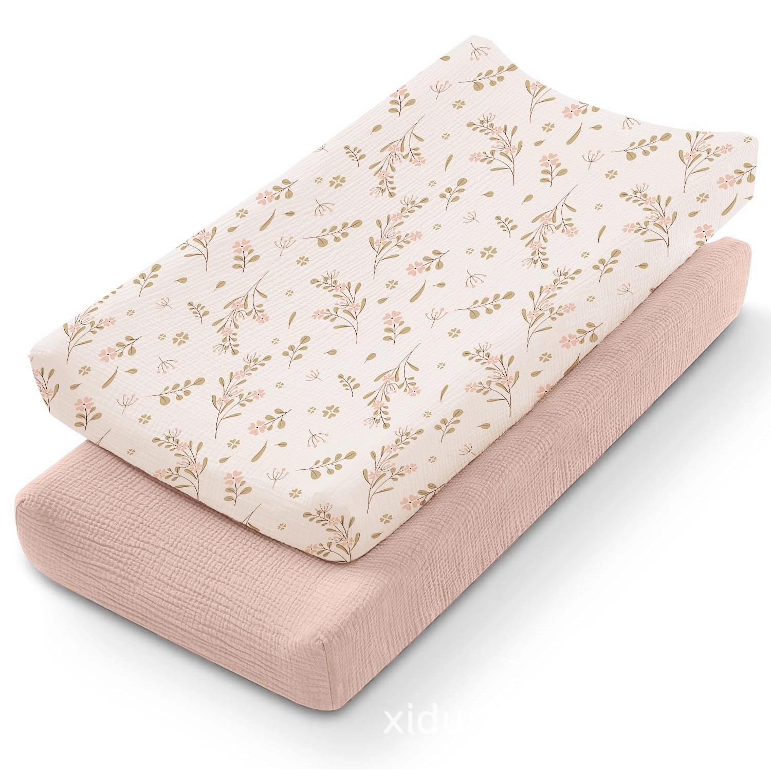 2 buc. Huse pentru Saltea de Schimbat Scutece Bumbac Moale Respirabil Copil Nou-Născut Huse pentru Saltea de Schimbat Culoare Solidă Cadouri pentru Baby Shower white