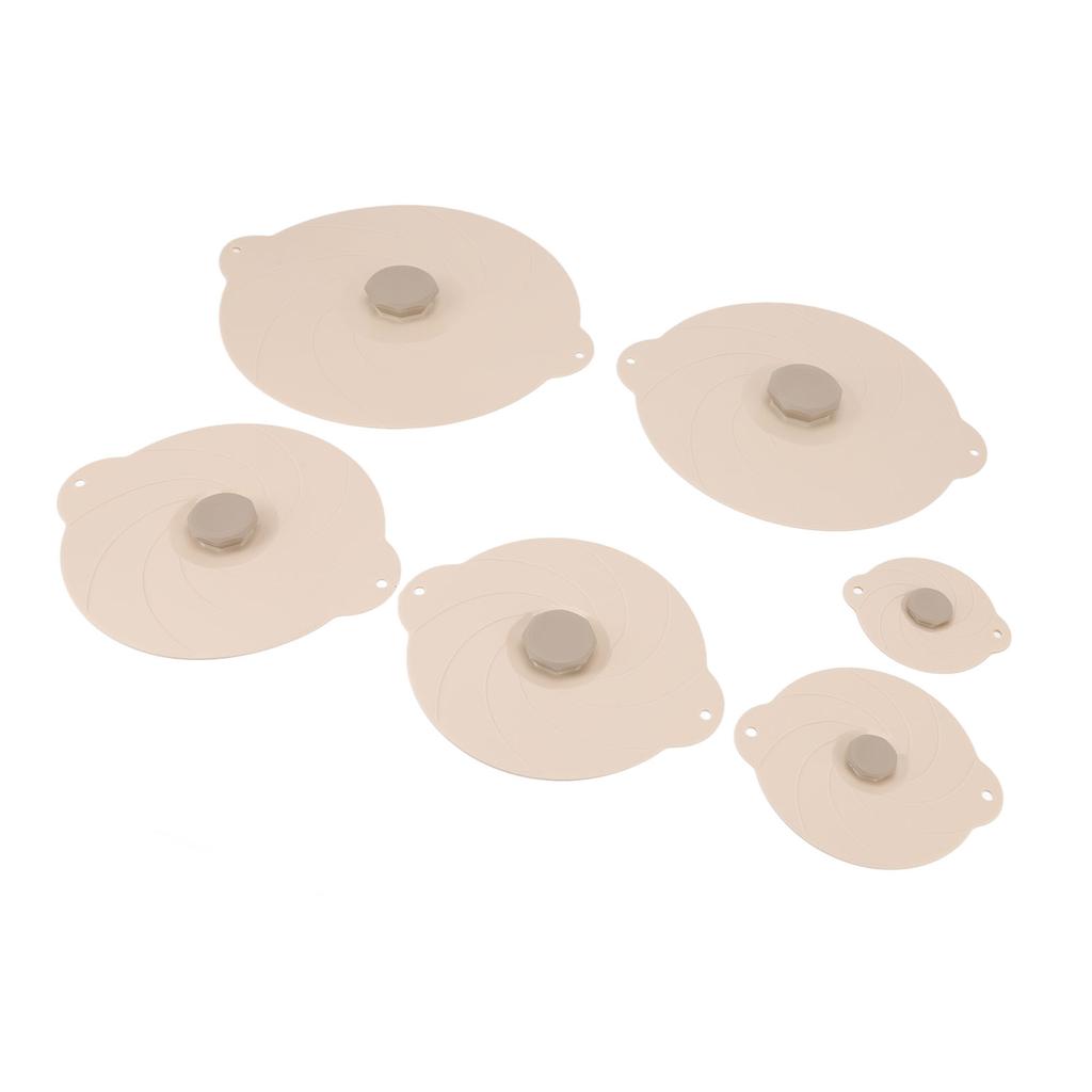 6 Stück Lebensmittel-Dosenverschlüsse Lebensmittelqualität Hitzebeständig Abdichtend Auslaufsicher Silikon Saugdeckel Topfdeckel für Töpfe Pfannen Schüsseln Beige