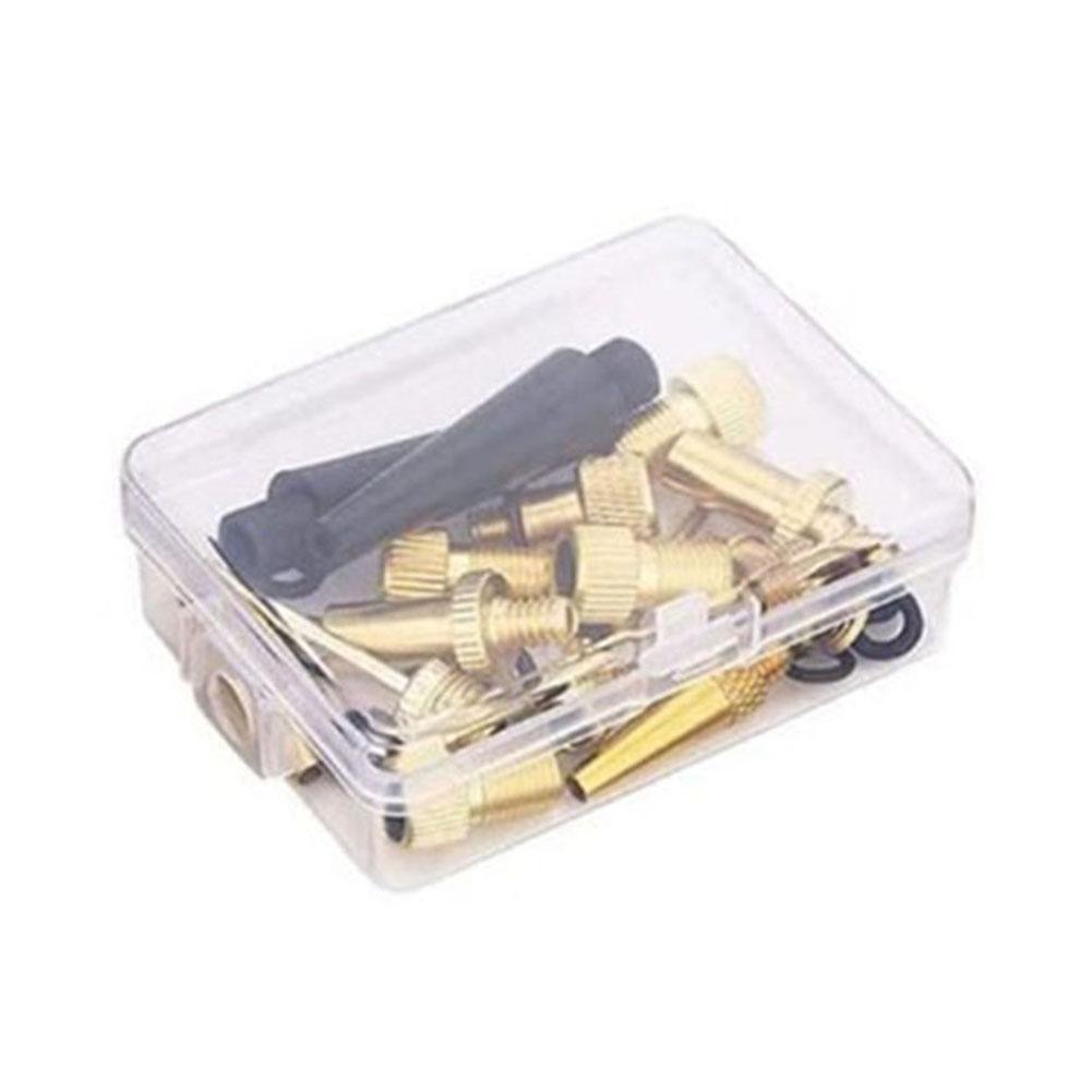 With An Organiser Box Bike Valve Adaptor Yellow Copper