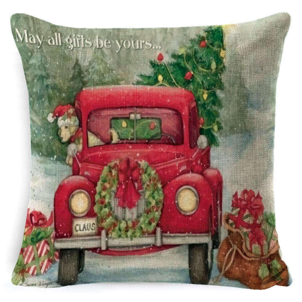 Christmas Linen Pillow Case Home Nap Lumbar Cushion Pillow Sofa Bedside Cushion Pillow Case