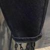 Herre Haremsjeans Elastisk midje Justerbare snøringer Glidelås med knappgylf Denimbukser med lommer Ensfarget Vid