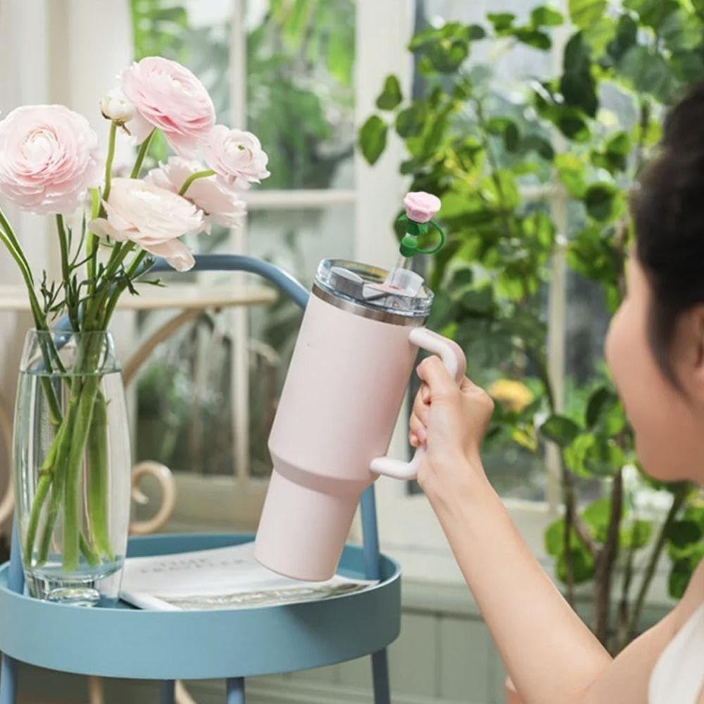 Dust Proof Cup Accessorie Silicone Flower Straw Toppers 2025 Straw Plug Cap for Stanley Cup