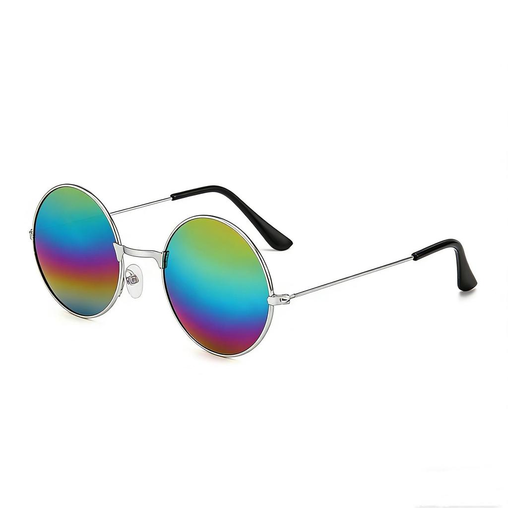 Retro Round Sunglasses with Ocean Lenses - Trendy Colorful Round Frame