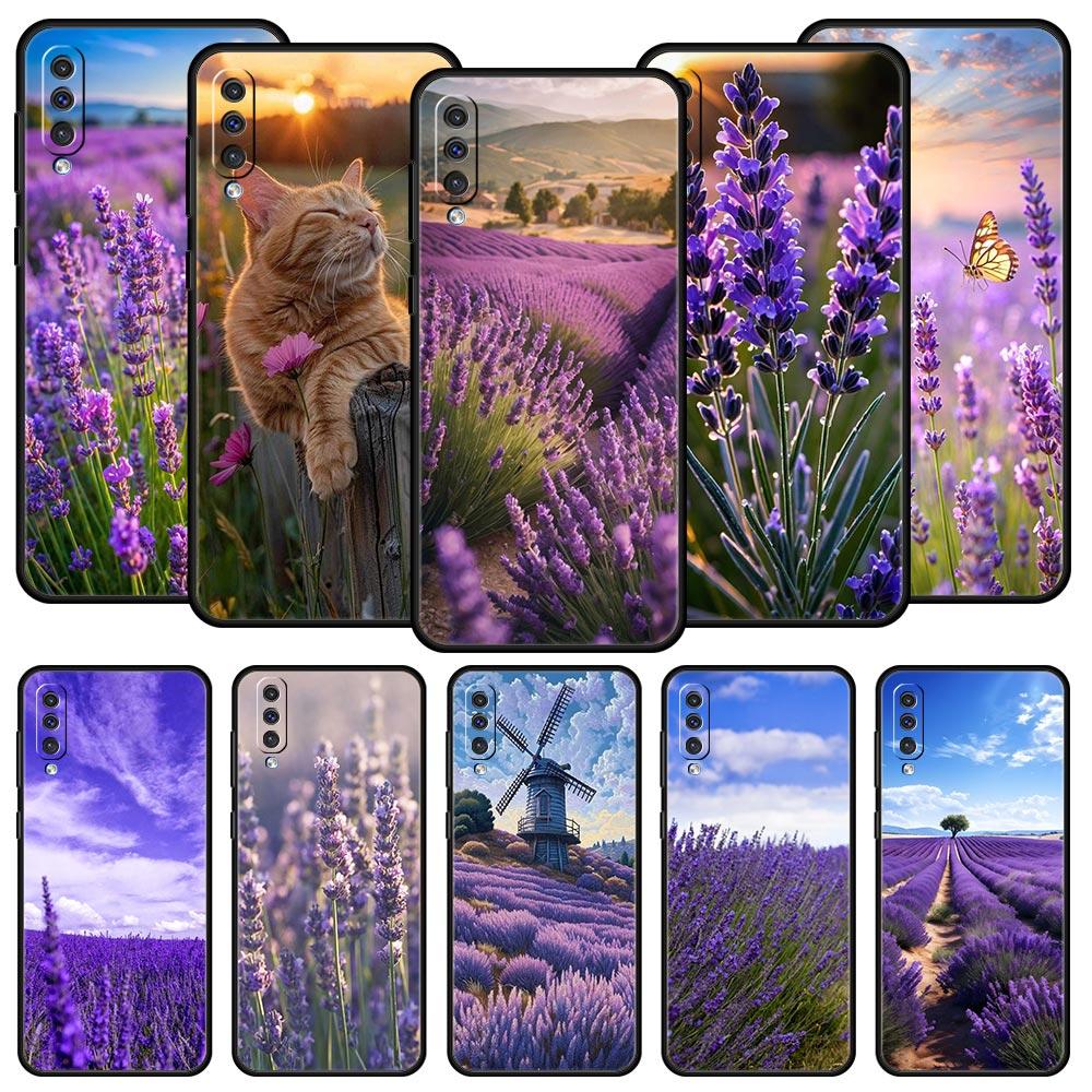 Simple lavender Purple flowers Case For Samsung A54 A52 A24 A14 A50 A70 A40 A20S A20E A06 A12 A22 A34 A42 A32 5G A04s A16 Cover