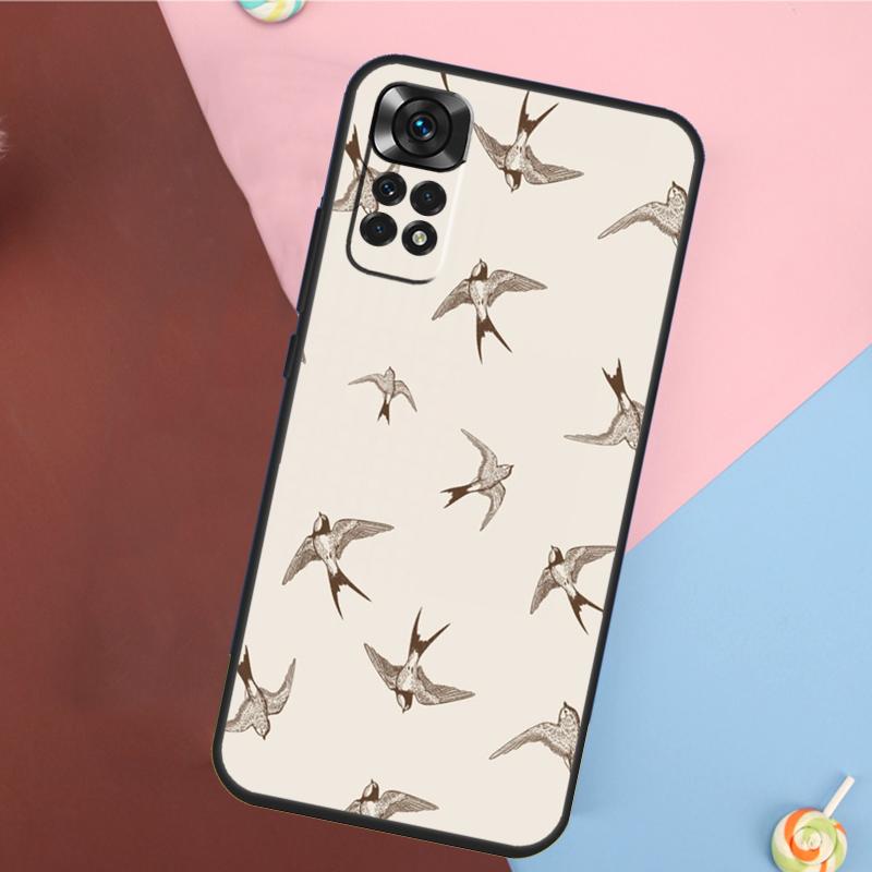 Swallow Collage Pattern Cover For Xiaomi Redmi Note 13 14 Pro 12 11 9 10 9S 10S 11S 12S Redmi 14C 10C 12C 13C Case