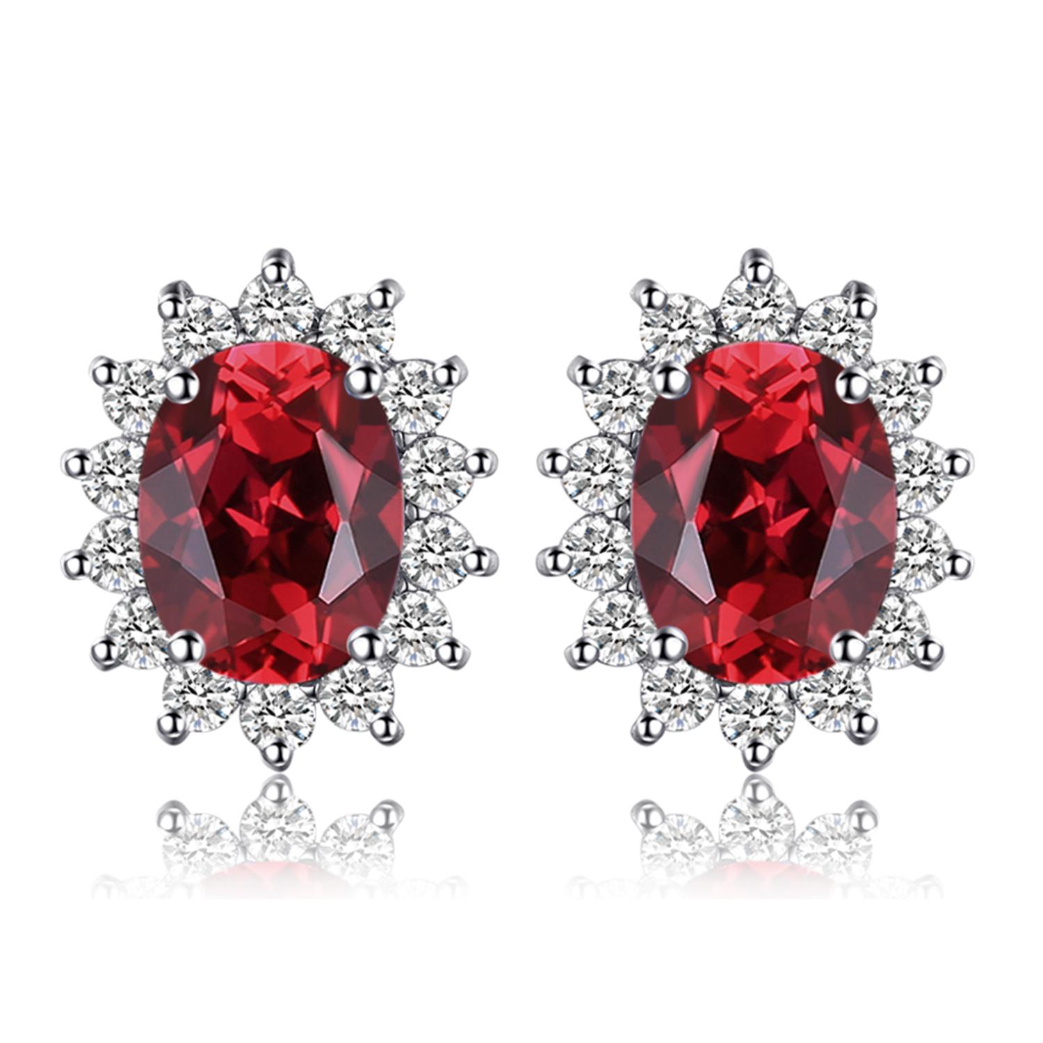 JewelryPalace Created Blue Sapphire Ruby 925 Silver Stud Earrings Natural Amethyst Garnet Peridot Topaz Princess Diana