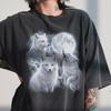 Three Arctic Fox Moon Shirt, Vintage 90s Graphic Tee, Polar Animal Lover Gift