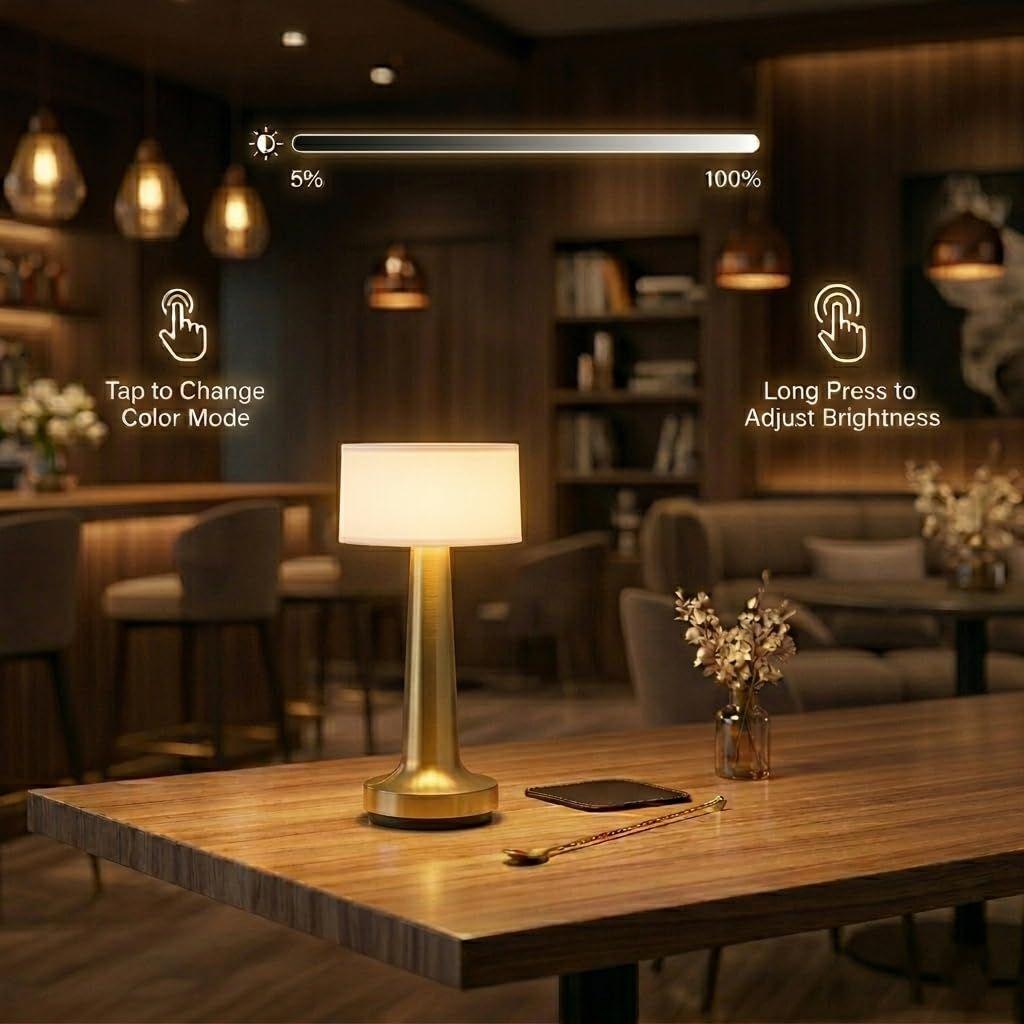 Kaufe Tischlampe | 2000mAh Akku | Heimdekoration, Lampe, Lampen für Schlafzimmer und Wohnzimmer, Stufenlose Dimmung, 3 Farb-Touch-Steuerung, USB-C-Laden zum Preis ab 100