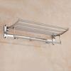 Bathroom Stainless Steel Wall Mounted Folding Towel Rack Storage Holder Shelf with 3 Hooks