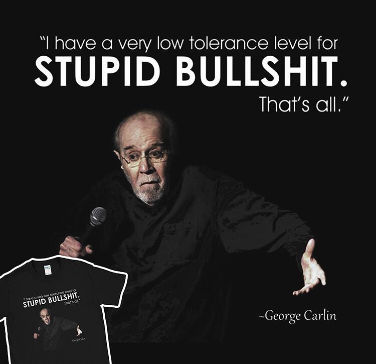 Low Tolerance Level T-Shirt George Carlin Comediant Mens Gift Idea Holiday Gift XXL