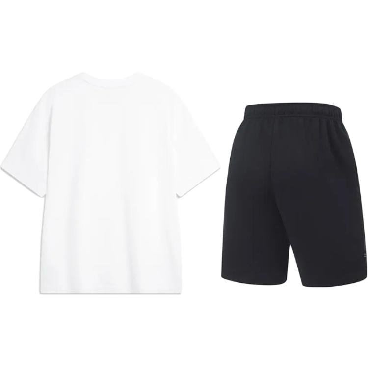 Li Ning Logo Print Round Neck Pullover Short Sleeve T-Shirt Simple Fashion Comfortable Shorts Casual Sports Set Unisex Set YHSV371-2+AKST543-3