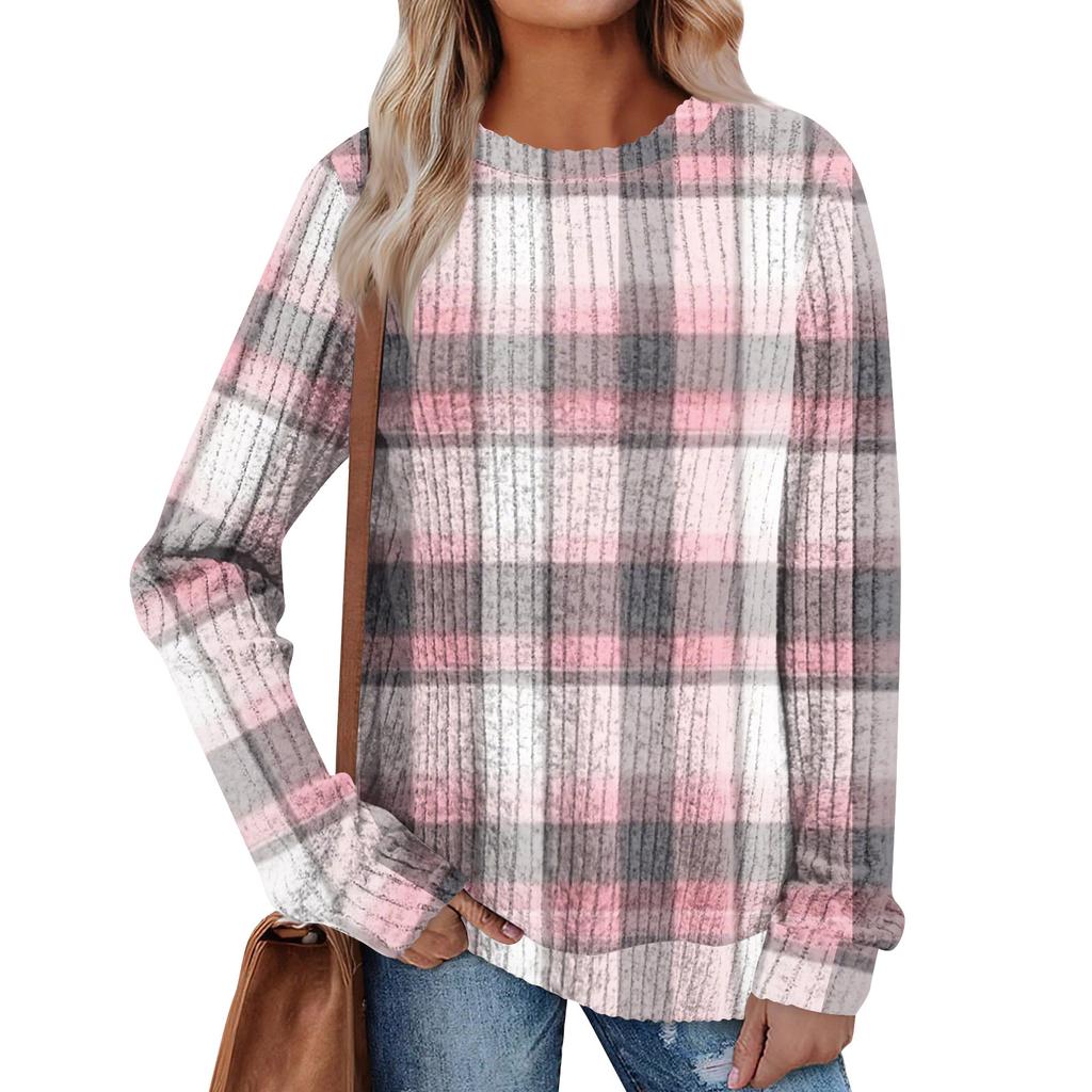 Women's Printed Lightweight Brushed-Cotton Round Neck Top