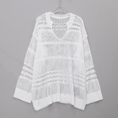 Coprispalle Estivo da Donna in Maglia a Maniche Lunghe con Protezione Solare Coprente Largo Vuoto Lunghezza Media