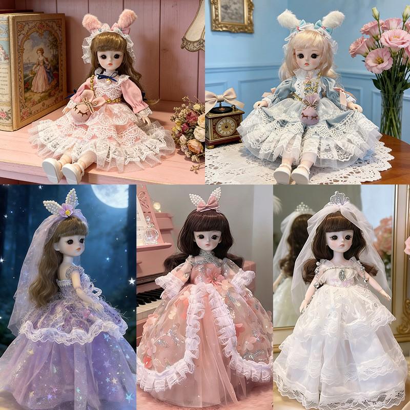 30cm Lolita Doll Outfit Set 6-Point BJD Dolls Clothes Only Non-Plush Toy Girls Ages 4-6