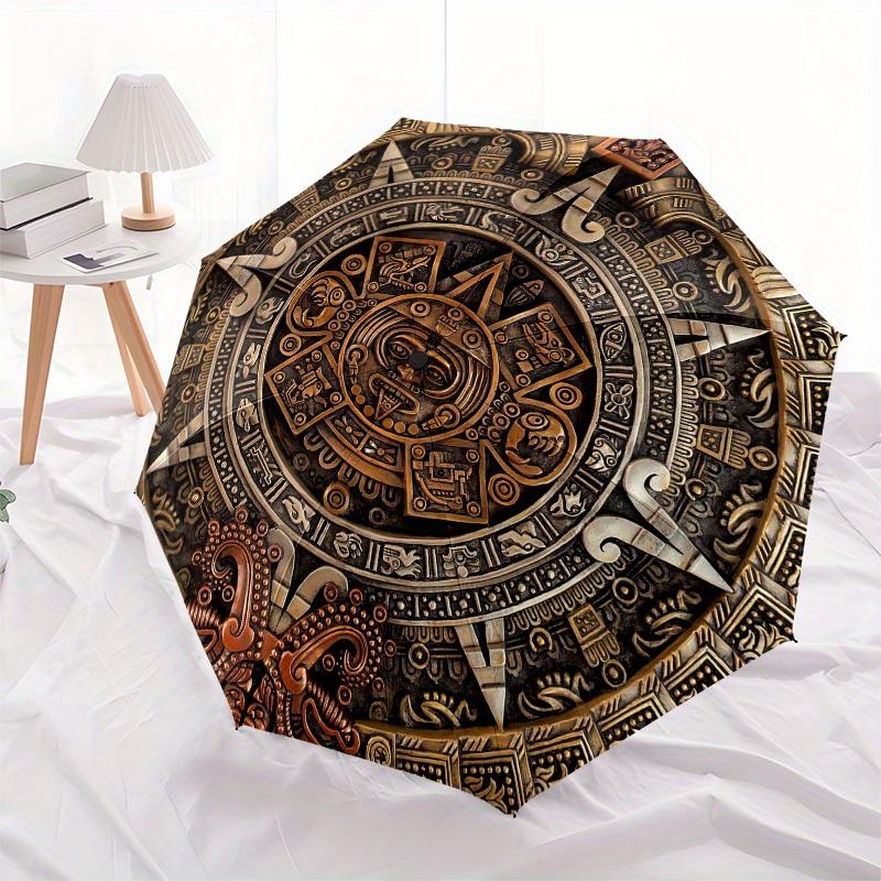 Mayan Calendar Wall Art Decorative PanelUmbrella, Portable 3-Fold Umbrella for Men & Women,Christmas Gift ES249