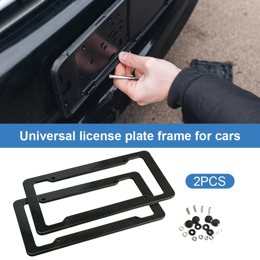 License Plate Frame Black Car License Plate Frame Holder Carbon Fiber Car License Plate Frame Label Car Accessories