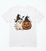 Spooky Ghost Halloween T-Shirt, Preppy Floral Pumpkin Spooky
