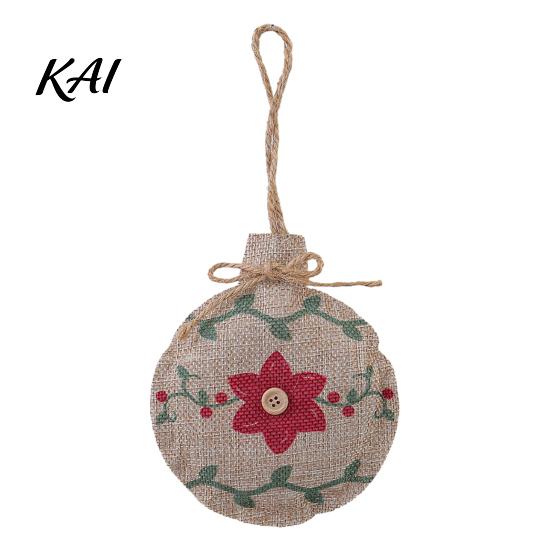 Festive Garland Hanging Supplies Burlap Christmas Ornaments, Rustic Linen Fabric Decoration, Tree Ball Stocking Decorative Ornaments for Star