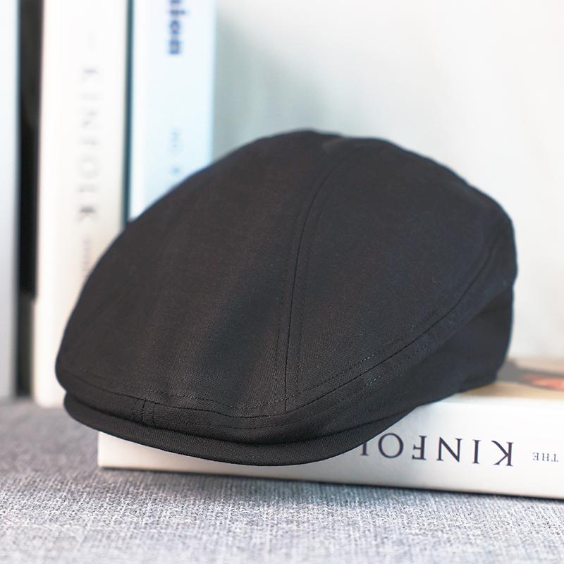 

Spring Summer Linen Newsboy Cap New Solid Black Breathable Beret Men s Women s Literary Retro Hat England Hats Male Hats A-59 S 54-56CM чёрный