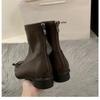 Fashion Women's Slim Short Boots Back Zipper Closure Effect Elegant Fashionable Women's Shoes Low Heel Shoes