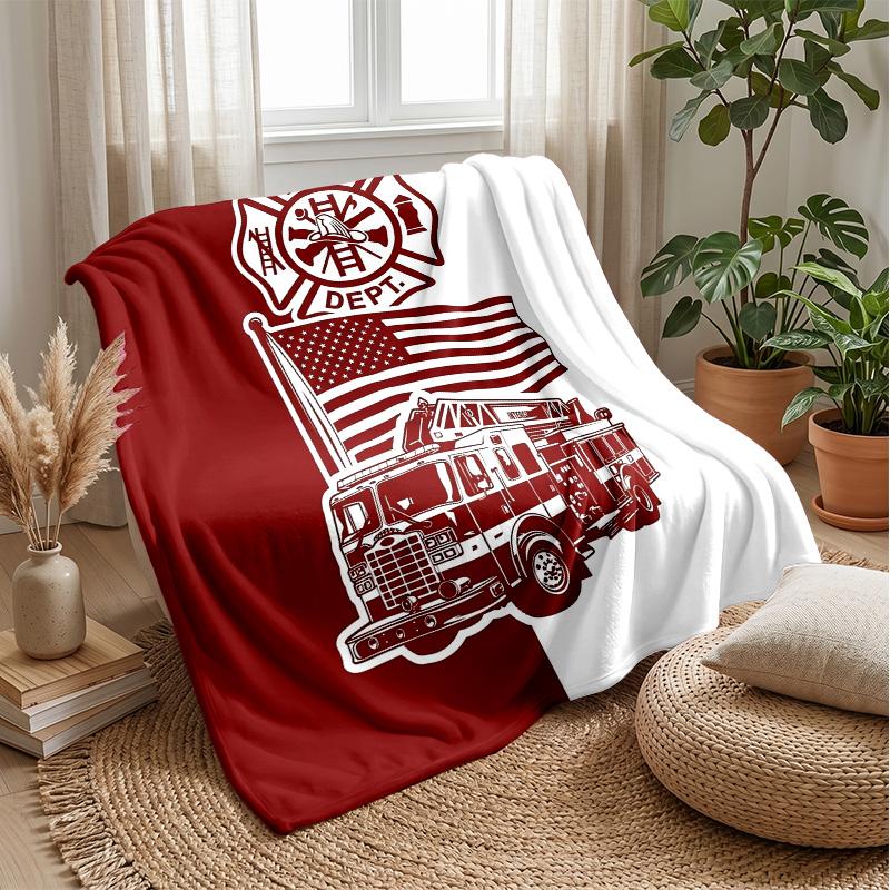 Fiery Truck Express Theme blanket Lightweight Warm Flannel Blanket Decorative Throw Blanket for Home Decoration