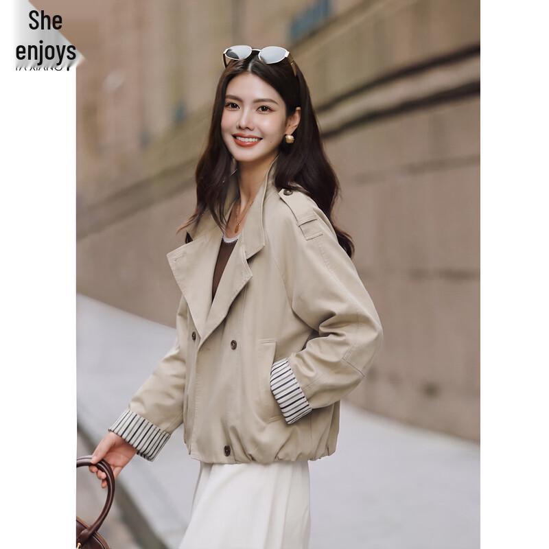 Women's Double-Breasted Short Trench Coat