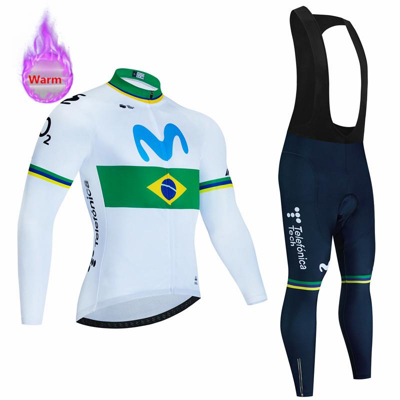 2026 Movistar Zimní teplý termo fleecový set Cyklistické oblečení Cyklistický dres Sportovní Španělsko MTB Cyklistické oblečení Maillot Ciclismo Hombre
