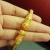 Gold Plated Open Cuff Bangle Vintage Carved Floral Durable Long Lasting Shine for Women Daily Party Wear
