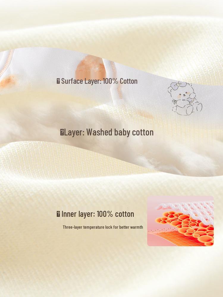 Newborn Spring/Autumn Cotton Velcro Jumpsuit - Warm Padded Butterfly Design for Infants and Toddlers