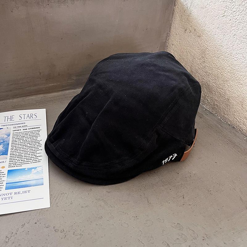 Simple Solid Color Letter Embroidery Neutral Casual Beret For Fall Use Daily
