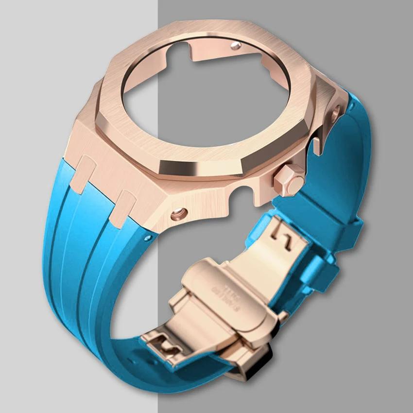 Ny Gen5 Casioak-fodral i rostfritt stål för G-Shock GA2100 Mod-kit Modifieringssats Metallram gummiband för GA2110 GAB2100