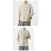Chinese Style Mens Linen Summer Shirt Retro Stand Collar Half Sleeve Chinese Kong Fu Suit Men Hanfu