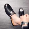 Large Size Flowers Leather Half Shoes for Men Black Mules Backless Loafers Slippers Semi-Drag Casual Shoes Slides Slip On Flats