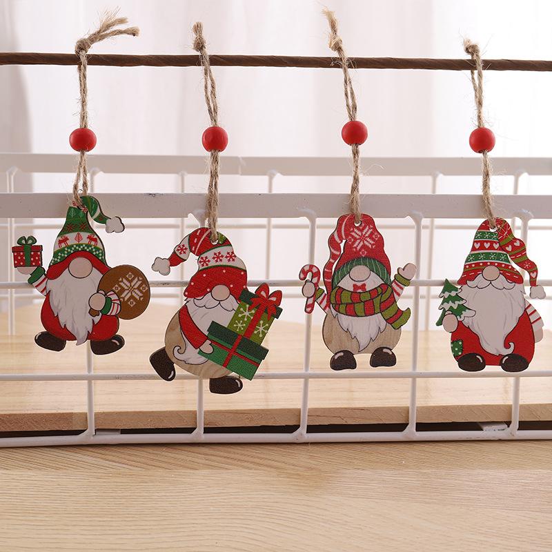 New Christmas Decorations Wooden Faceless Old Man Small Pendants Christmas Tree Pendants 12 Wooden Box Packaging Pendants