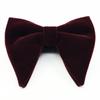 Men's Wine Red Velvet Floral Double-Layer Bow Tie - Fashionable Horn Style