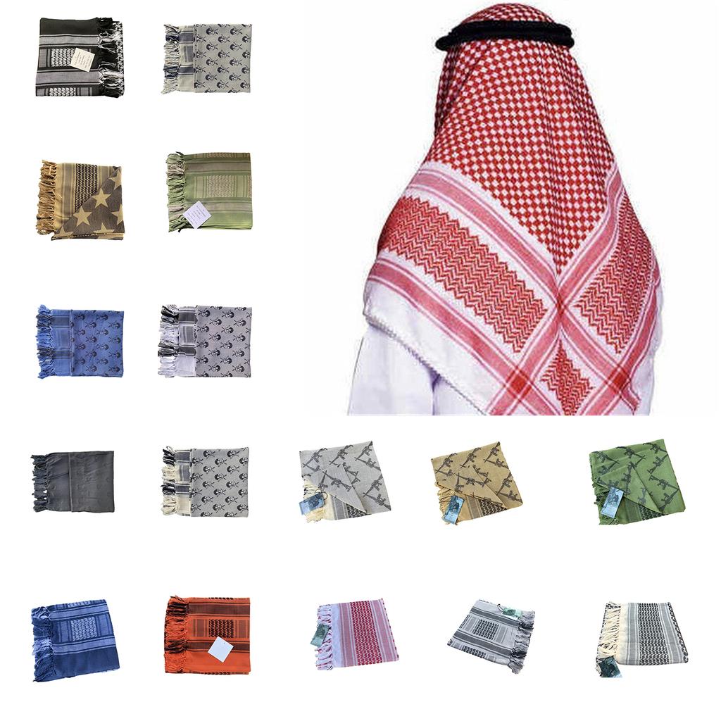 Religious Male Shemagh Scarf Arab Scarf Outdoor Tactically Turban Multi Purpose Head Wrap Cycling Dustproof Kerchief