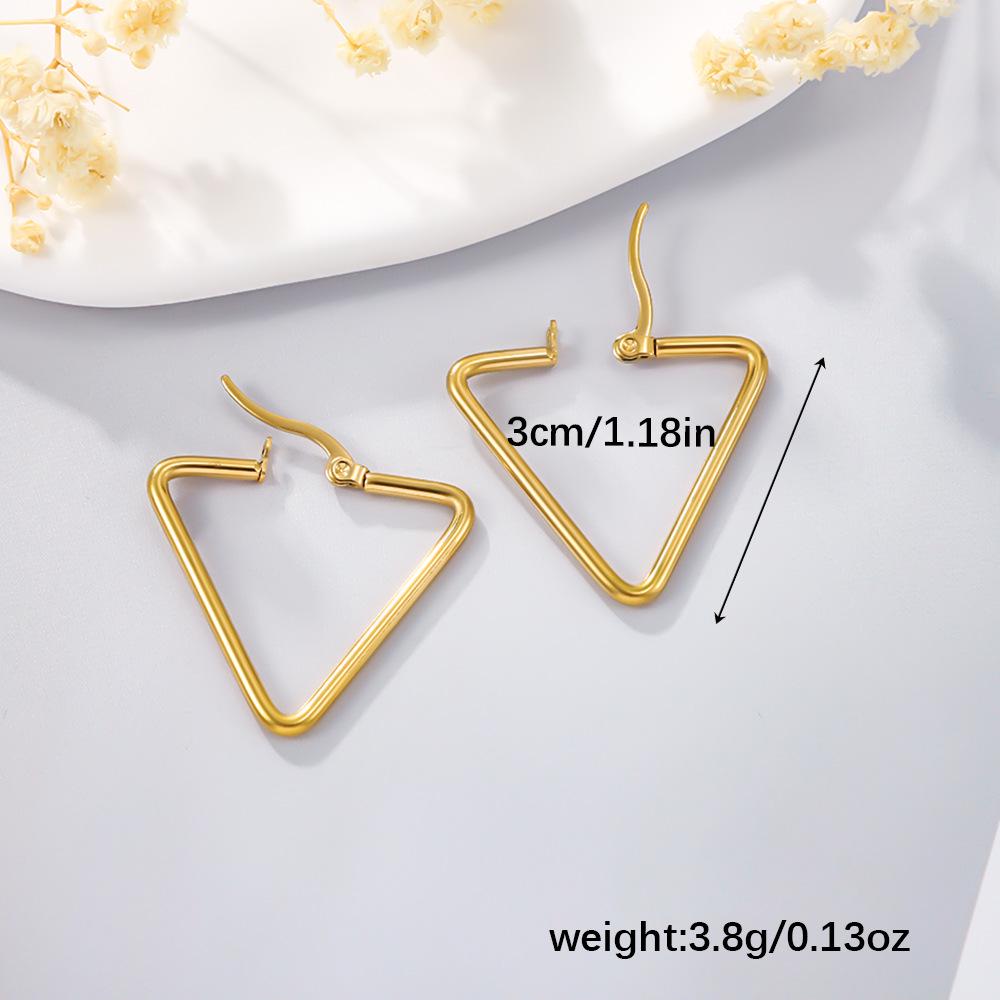 18K Gold Stainless Steel Tassel Ear Cuffs with Hollow Triangle Backs