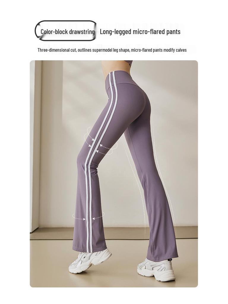 Damski Zestaw Spodnie Micro Flare do Jogi w Bloki Kolorystyczne i Top