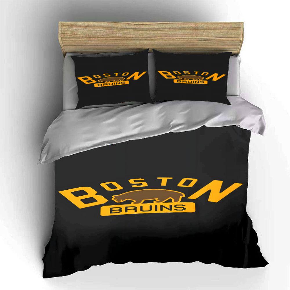 Boston Bruins Logo Design Bedding Set Print Bedding Set Duvet Cover Pillowcases (1* Duvet Cover 2* Pillowcases Do Not Include Comforter)