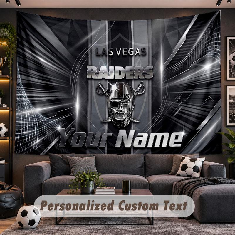 Wall Hanging Tapestry Custom NameLas Vegas Raiders Pattern Personalized Printed Fabric Wall Decor